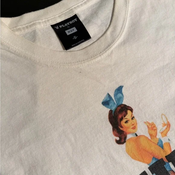 HUF White Tee with Retro Pin-Up Graphic - Picture 2 of 2